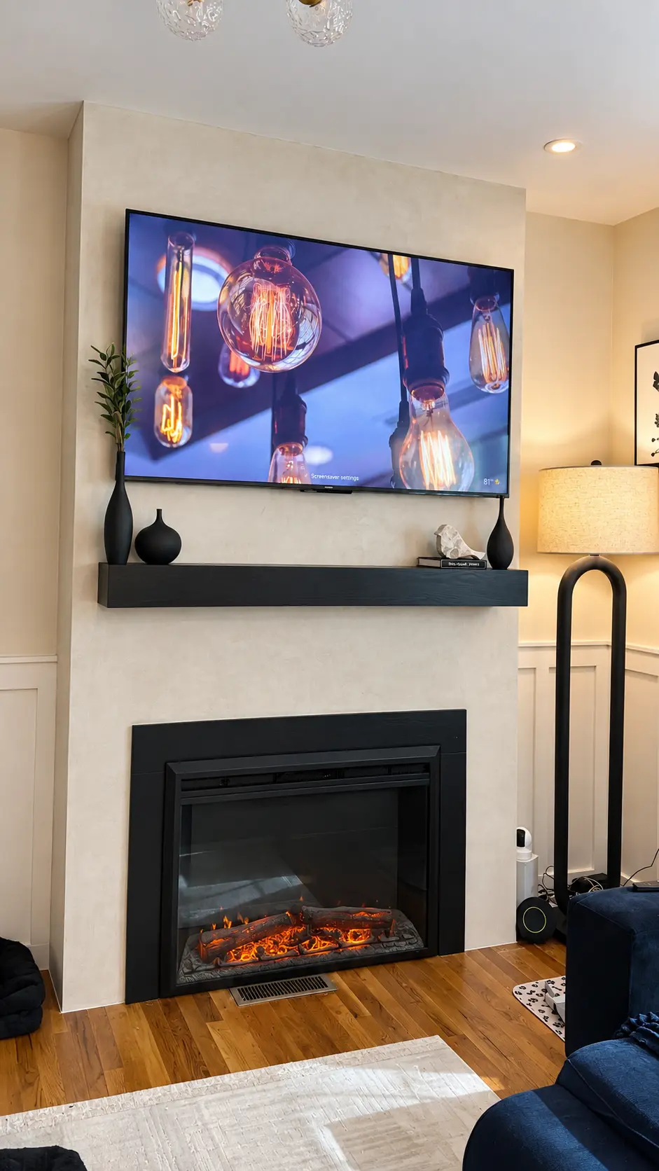 Completed lime plaster fireplace transformation by All Time Paint & Plaster Co. in Cedar Grove, New Jersey