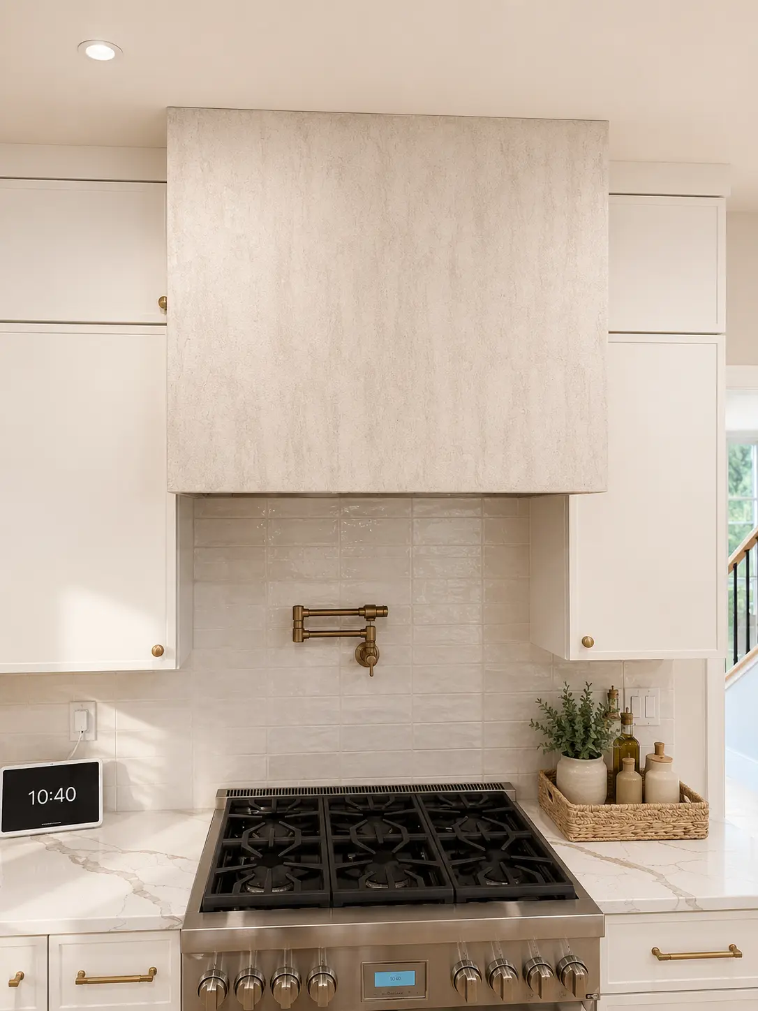 Kitchen with decorative plaster walls in a Wayne, NJ home