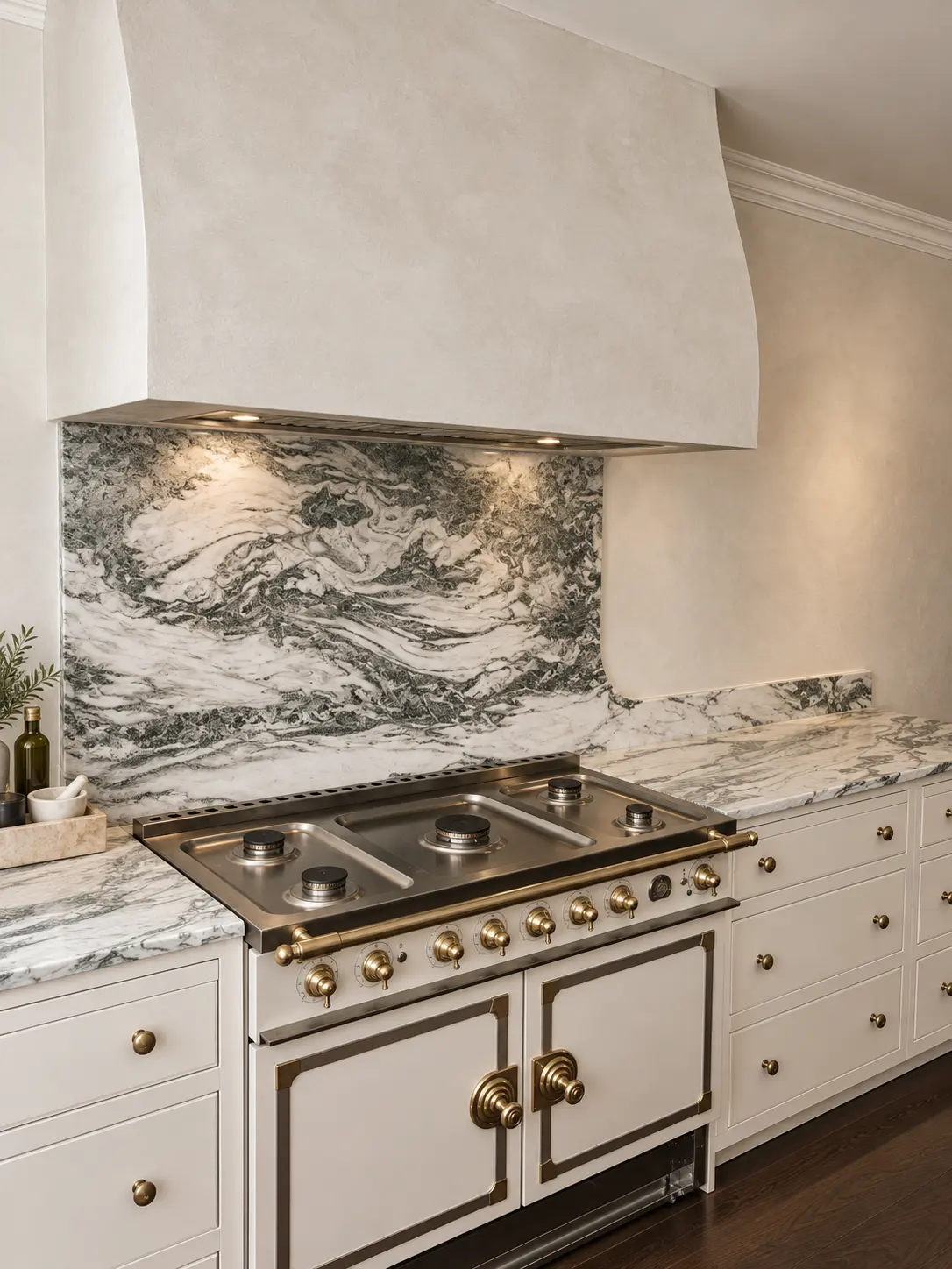 Finished kitchen with decorative plaster walls in a Wayne, NJ home