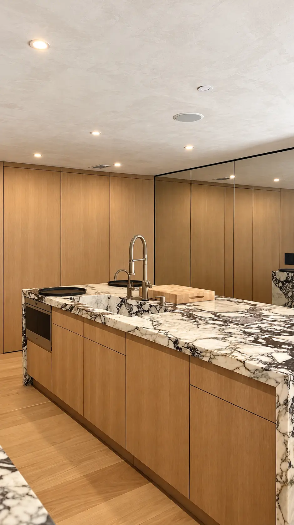 Microcement kitchenette in a Franklin Lakes, NJ basement finished with Meoded Concretta