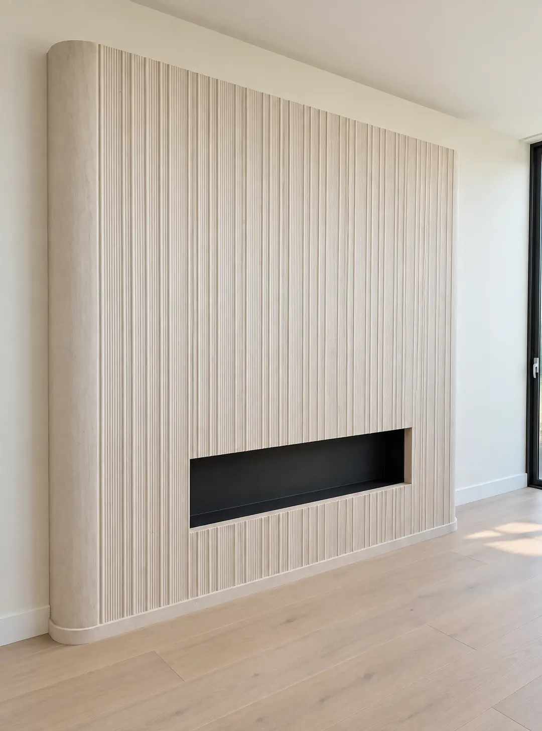 Fluted plaster fireplace surround finished in Meoded Marmorino Intonaco in New Brunswick, NJ