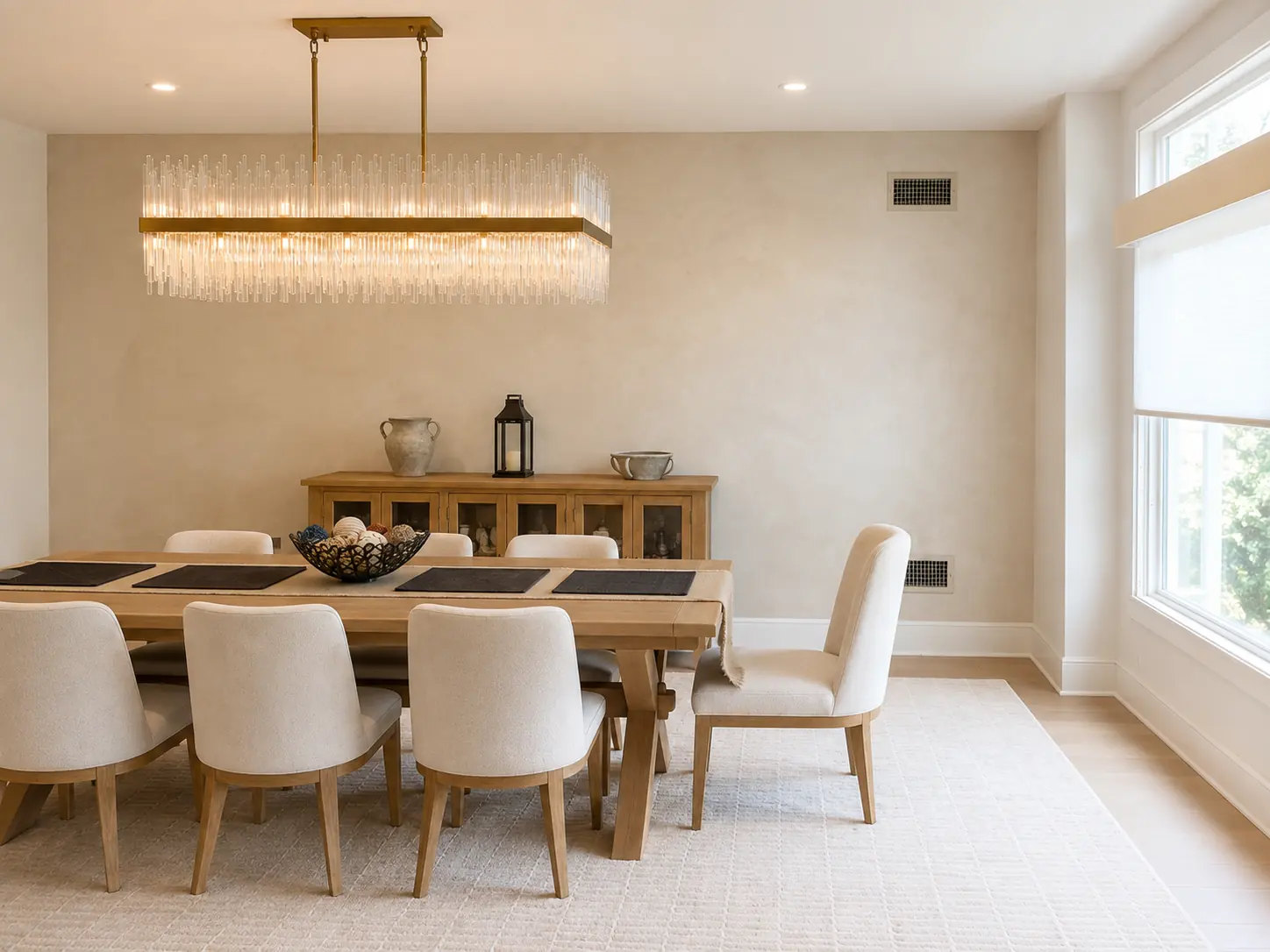 Firenze lime plaster dining room accent wall in a Ridgewood, NJ home
