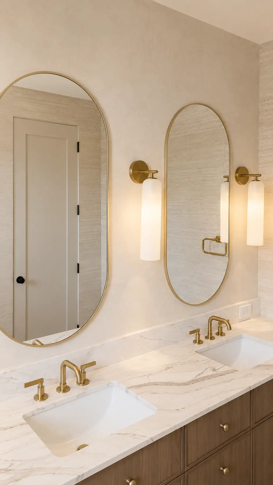 Bathroom walls finished in decorative plaster in a Wayne, NJ home